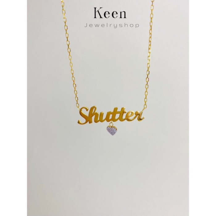 Keen jewelry สร้อยคอทองคำแท้ 9K อิตาลี ลายโซ่ห่าง จี้ชื่อ มีใบรับประกัน