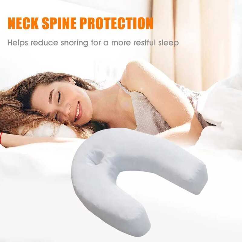 C U Shape Pillow Neck Back Pillow Filled With Micro Air Beans Side Sleeper Contour Pillow With Ear
