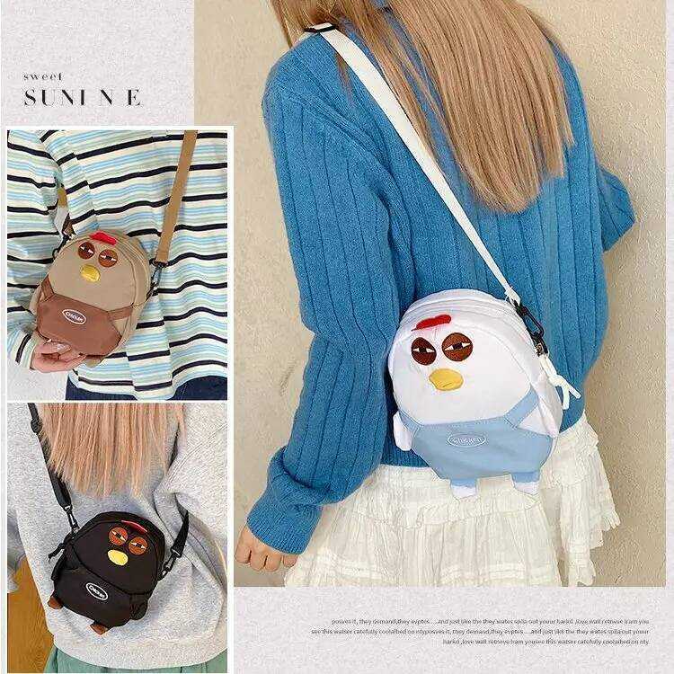 C Cute Gugu Chicken Cartoon Shoulder Lightweight Crossbody For Junior High School Students Fashiona