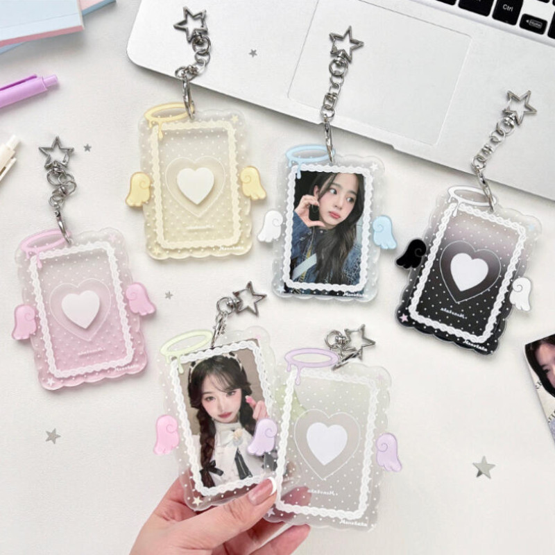 ที่ใส่การ์ดอะคริลิกปีกนางฟ้า ที่ใส่การ์ดขนาดเล็กปีกสามมิติ เคสป้องกันการ์ดรูปถ่ายต่อพ่วงไล่ล่าดาว
