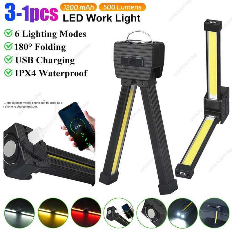 C Gym Lamp For Posing Magnetic LED Flashlight With Hanging Hook Work Lamp USB Rechargeable For Car