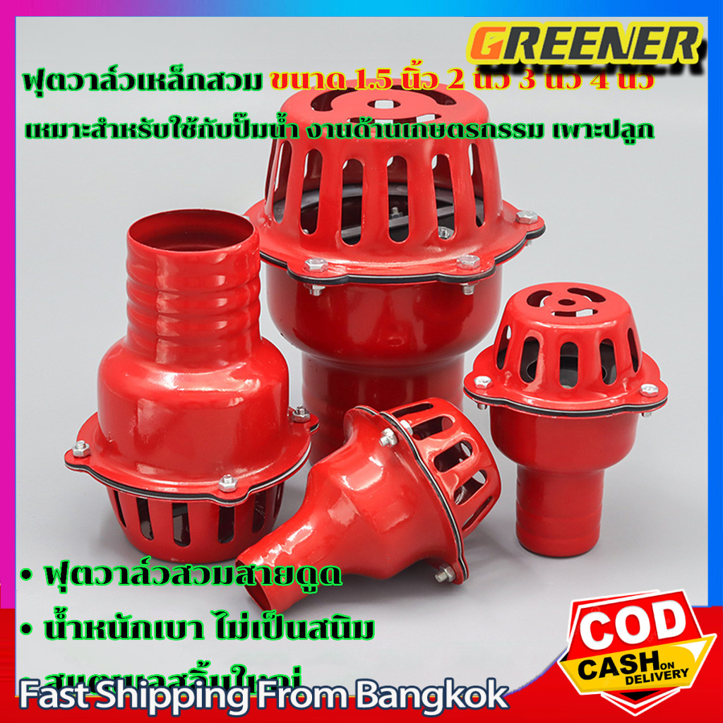 Greener หัวกระโหลกดูดน้ำ ฟุตวาล์วเหล็ก ลิ้นใหญ่ไม่เป็นสนิม ขนาด ,2นิ้ว,2.5นิ้ว,3นิ้ว หัวกระโหลกเหล็ก ใช้กับเครื่องสูบน้ำ