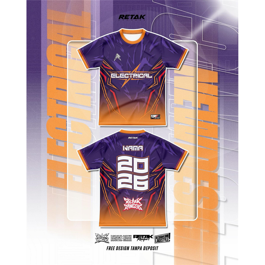 Free Custom2026 ออกแบบใหม่ ELECTRICAL Jersey สําหรับชาย Baju lelaki ระเหิดคุณภาพสูง Bola t เสื้อ Bre