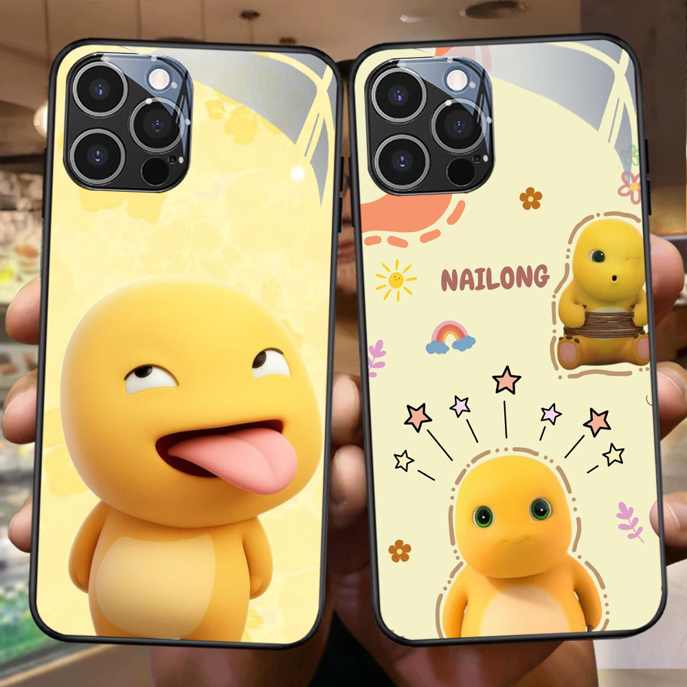 FB-23 Nailong HD Glass Case สําหรับ iPhone XR 13 14 15 Pro Max Plus