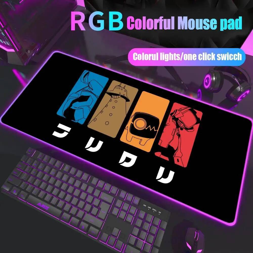 FLCL แผ่นรองเมาส์ Gamer Rgb โต๊ะด้านหลังไฟ Led Mousepad Setup อุปกรณ์เสริมสําหรับเล่นเกม Deskmat Big