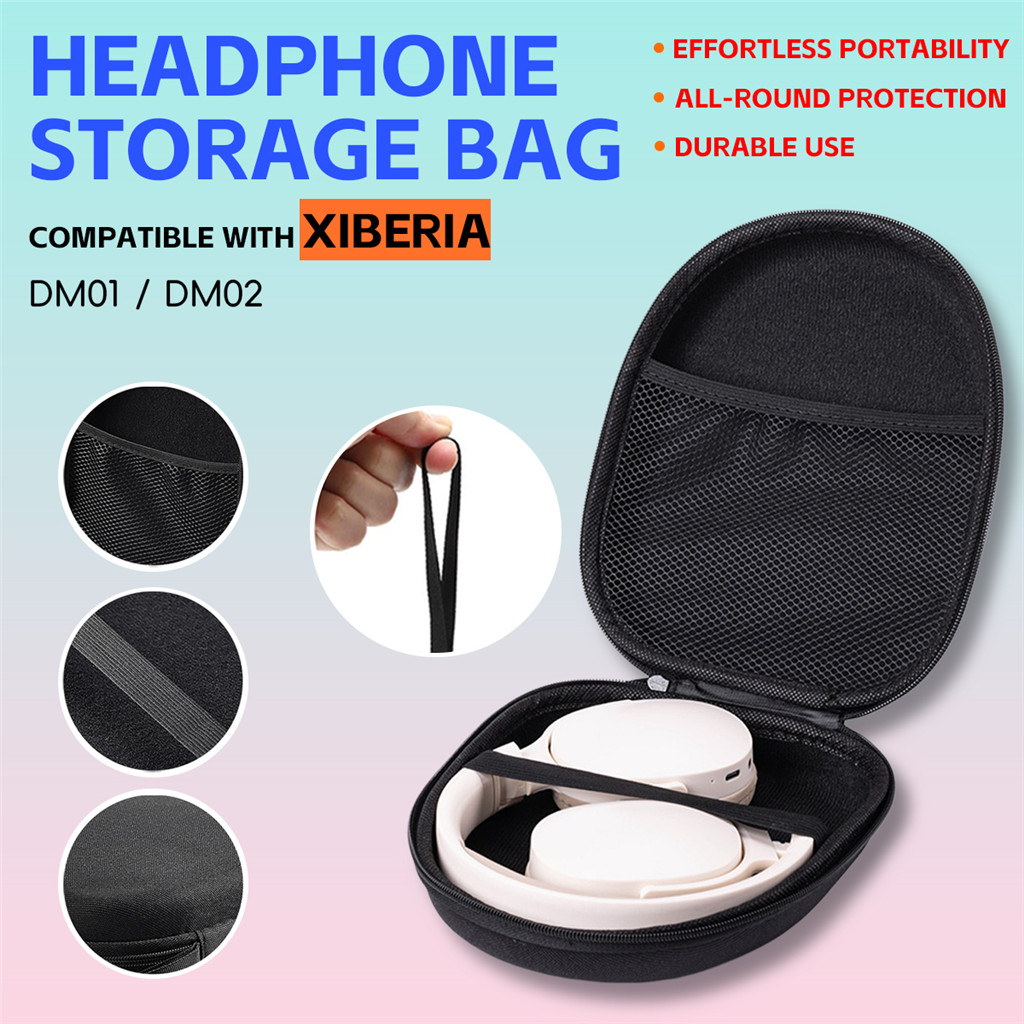 เข้ากันได้กับ XEBERIA DM01 DM02 สีดํา EVA หูฟังแบบพกพาพร้อมกระเป๋าตาข่าย