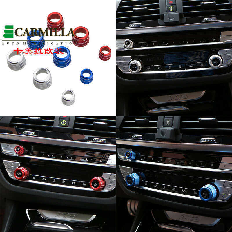 3pcs รถเครื่องปรับอากาศ AC สวิทช์ปุ่มควบคุม Trim แหวนสติกเกอร์สําหรับ BMW X3 G01 X4 G02 2018-2022 อุ
