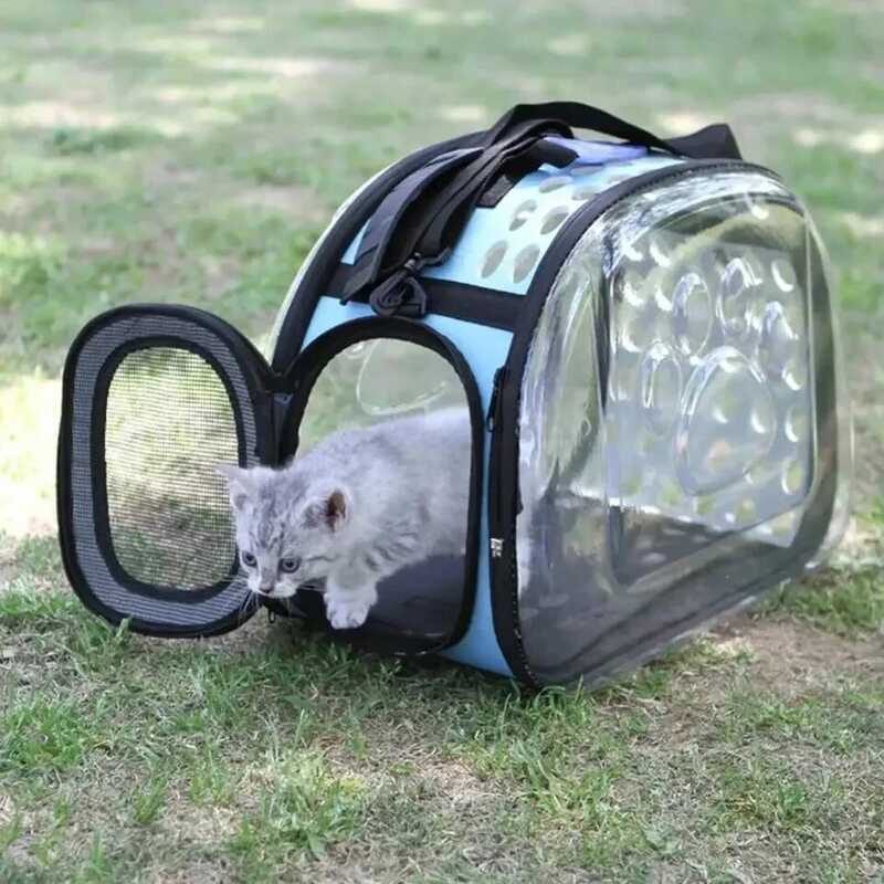 C Transparent Cat And Dog Pet Going Out Storage Basket Pet Foldable Pet Travel Plies
