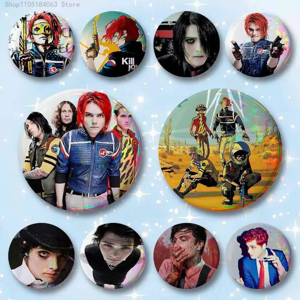 G-Gerard W-Way MCR ป้าย 25 32 44 58 75 มม.รอบคอสเพลย์ Pin กระเป๋าตกแต่งแฟนรวบรวมเพื่อนเข็มกลัดของที่
