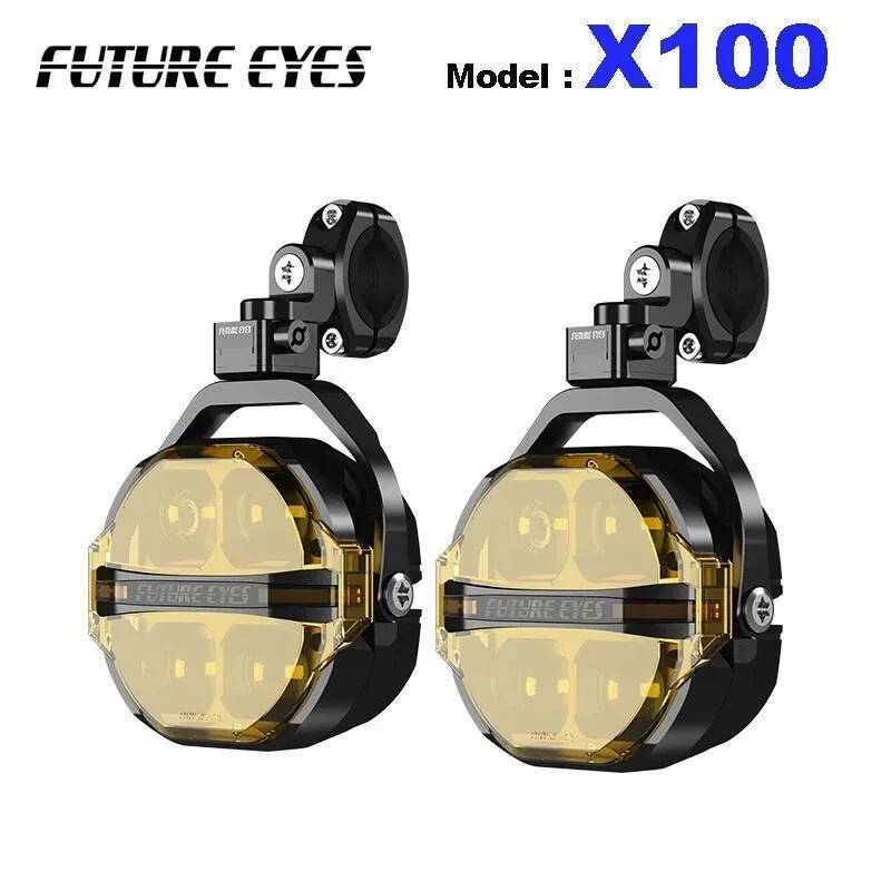 FUTURE EYES X100 ADV สปอตไลท์เสริมรถจักรยานยนต์ 180W หมอก LED ผ่านไฟวิ่งพร้อมไฟเติมสวิตช์แบ็คไลท์แบบ