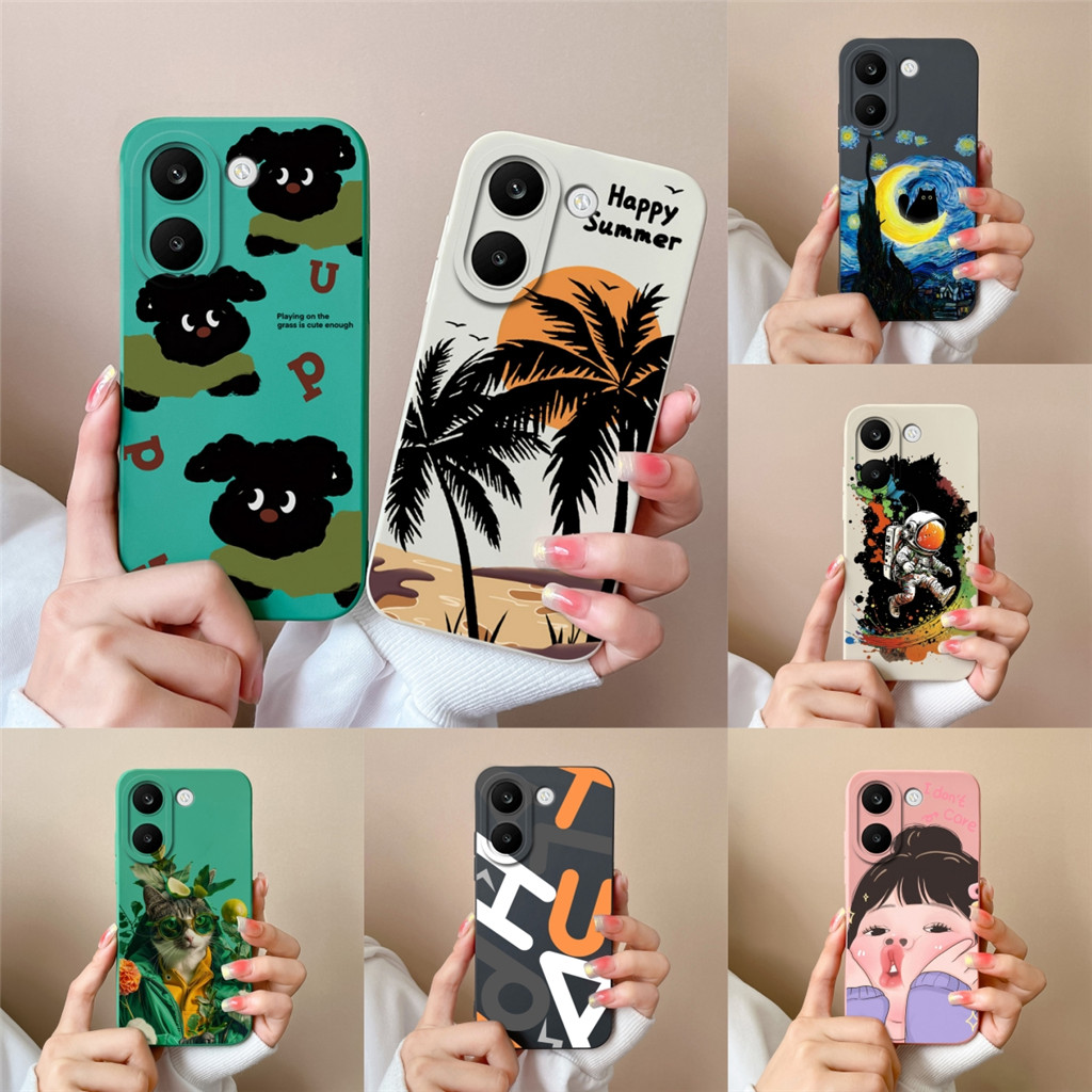 ปลอกสําหรับ Poco X8Pro Poco X8ProMax น่ารักแกะสีดํามะพร้าวต้นไม้กันกระแทกทนทานลื่นป้องกันซิลิโคนเหลว