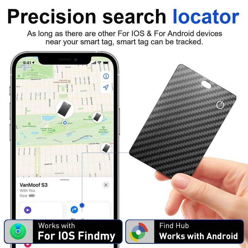 C Portable Smart Wallet Tracking Card, Ultra-Thin Anti Loss Tracking Card, Compatible With Both IOS