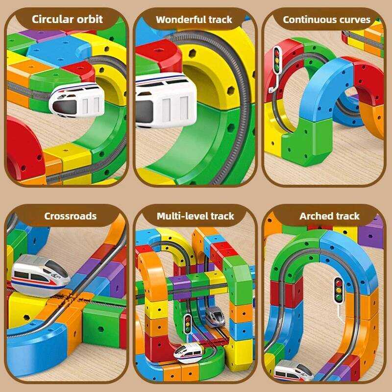 C Kids DIY Building Bloc Eduional Toy Magnetic Rail Car Cube Toys Magical Track Train Construction