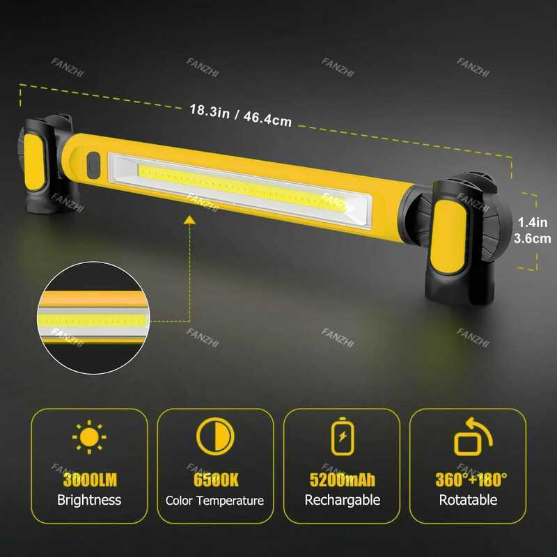 C Er Bright Magnetic Work Light Built-In 5200Mah Rechargeable Battery Underhood Work Lamp Bar For C