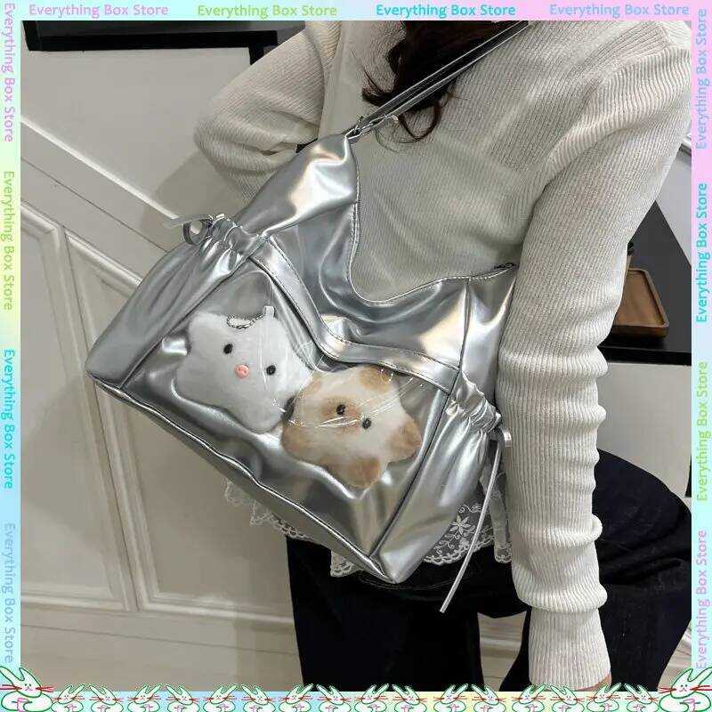 C Bow Knot Ita- For Female Anime College Commuting High-Capacity Single Shoulder Cross Backpack Gif
