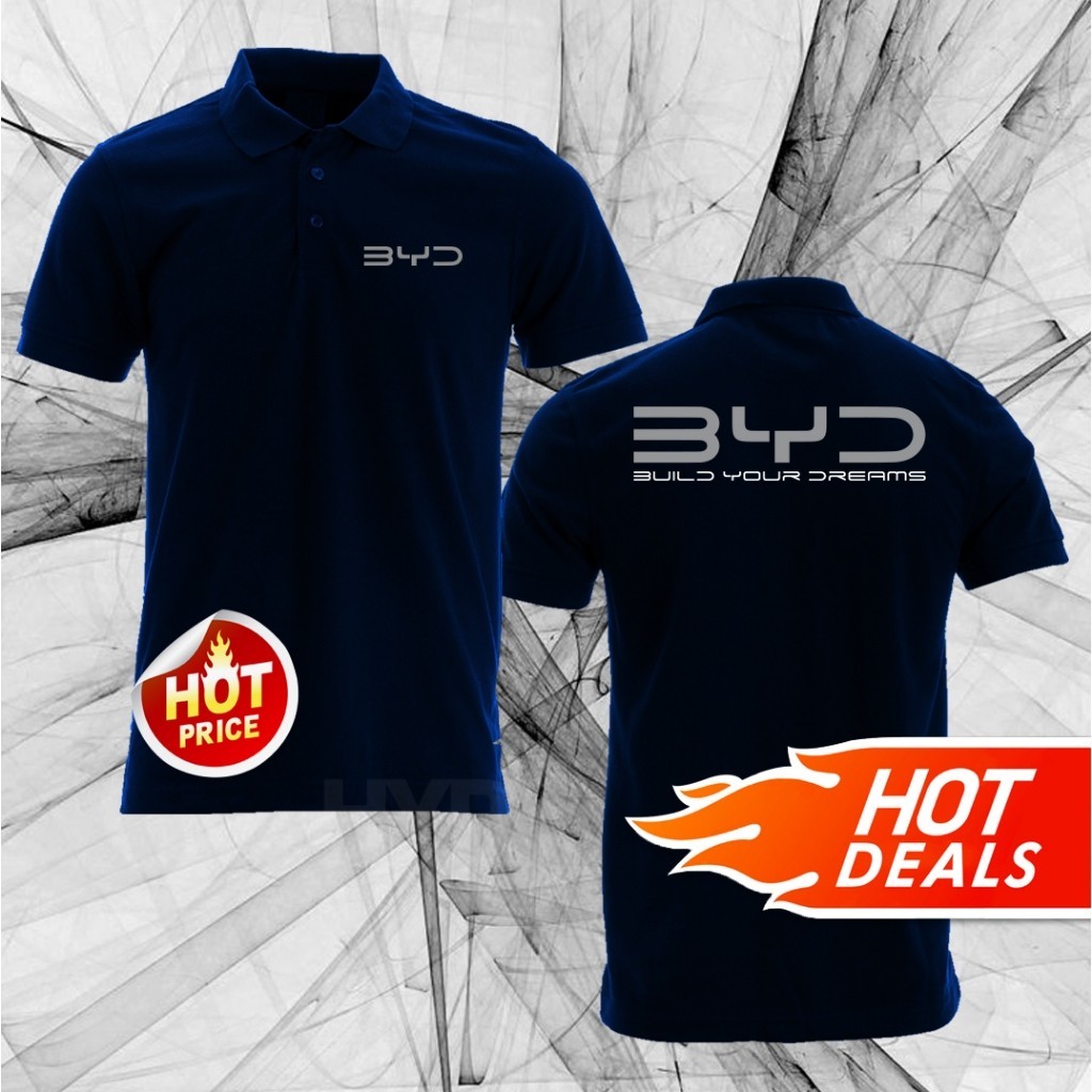 Polo Tee NEW BYD Logo Build Your Dream Electric Vehicles Logo เสื้อยืดแขนสั้น SS
