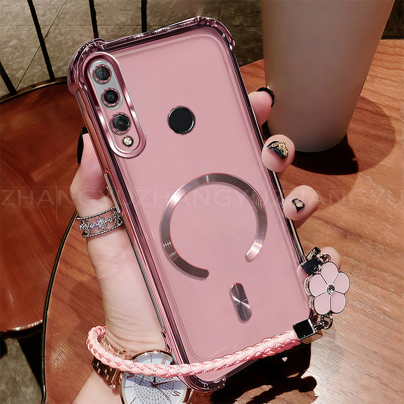 เหมาะสําหรับเคสโทรศัพท์ Huawei P30 LITE ใหม่แม่เหล็กชาร์จไร้สาย C-ring สี่มุมเคสโทรศัพท์กันกระแทก la