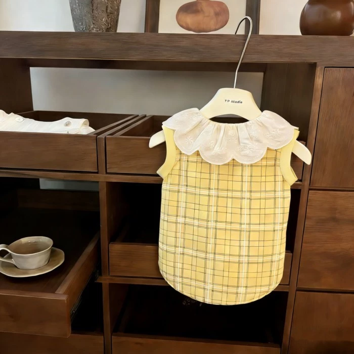 [คลังสินค้าพร้อม ข้อเสนอพิเศษ] เสื้อผ้าสัตว์เลี้ยงสุนัขขนาดใหญ่โกลเด้นรีทรีฟลาบราดอร์ลูกไม้สีเหลืองตรวจสอบเสื้อกั๊กสบา thumbnail 9