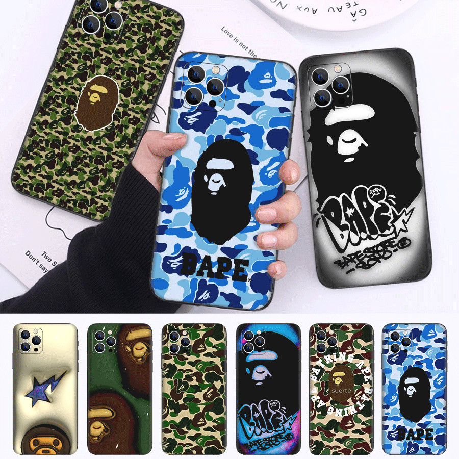 สําหรับ iPhone XS Max 11 12 13 Pro Max Mini TPU เคสโทรศัพท์นุ่มฝาครอบป้องกัน A Bathing Ape (NV1)