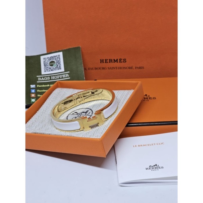 New กำไล Hermes clic clac ghw size pm ขาวทอง มือ1ของแท้พร้อมส่ง