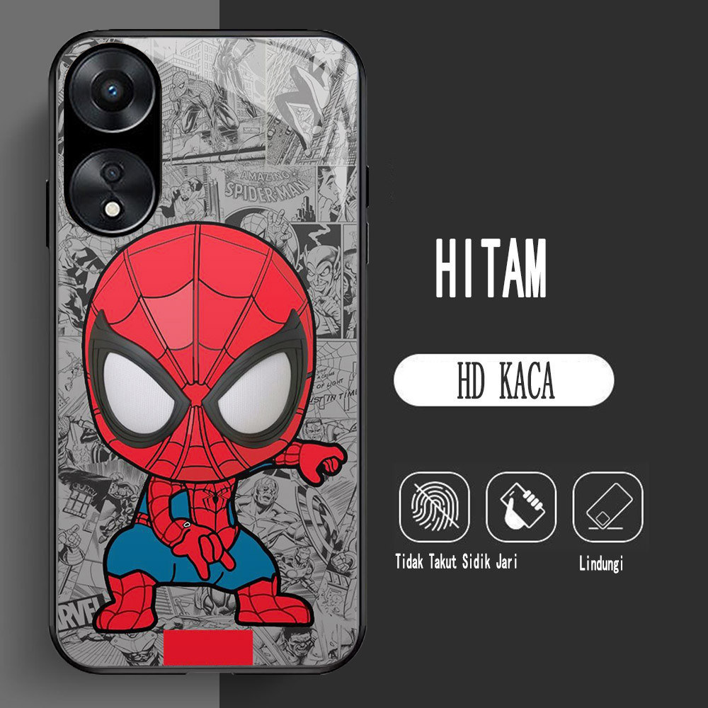 Y-1 Spider-Man HD Glass Casing สําหรับ OPPO Reno 10 A38 11F A18 A58 A60 8T 11 A78 A98 A17 Pro 5G กรณ