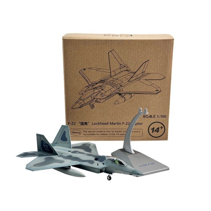 คลังสินค้าพร้อม 1/100 US Army Stealth F22 Fighter Raptor F-22 จําลองเครื่องบินรุ่นเครื่องประดับสําเร