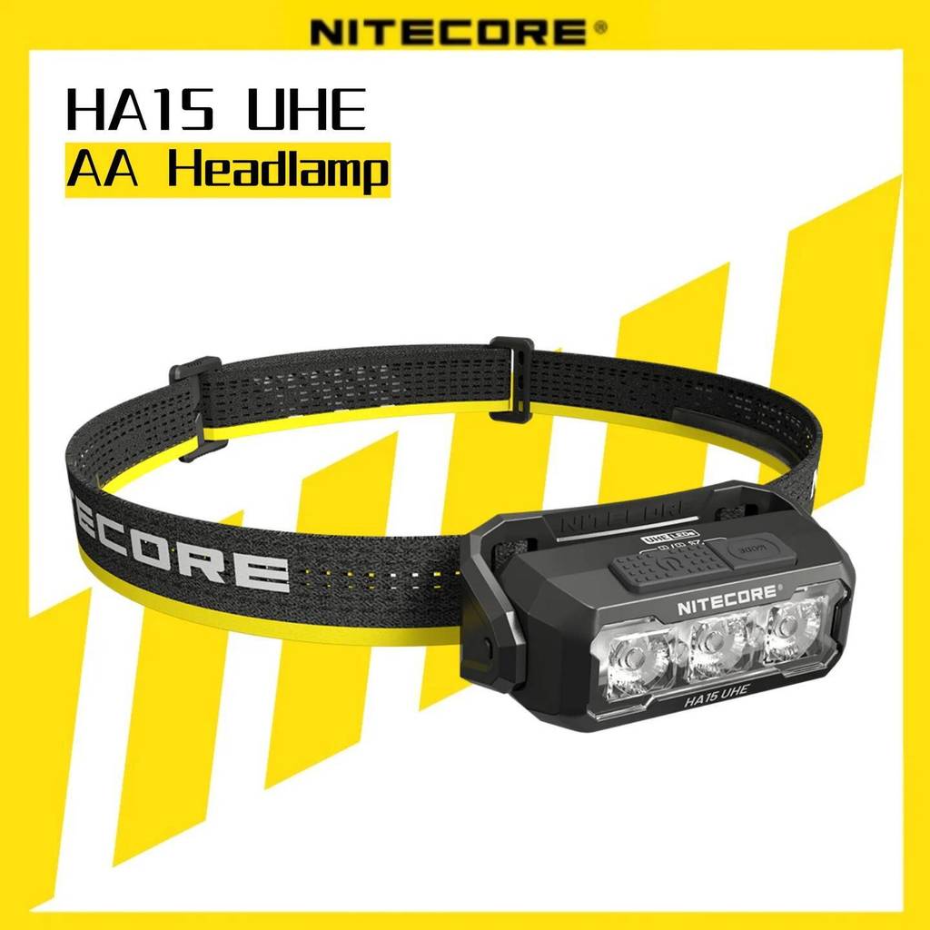 ไฟฉาย NITECORE HA15 UHE พลังงานแบตเตอรี่ AA น้ำหนักเบา เหมาะสำหรับการcamping, การตกปลา และใช้งานประจ