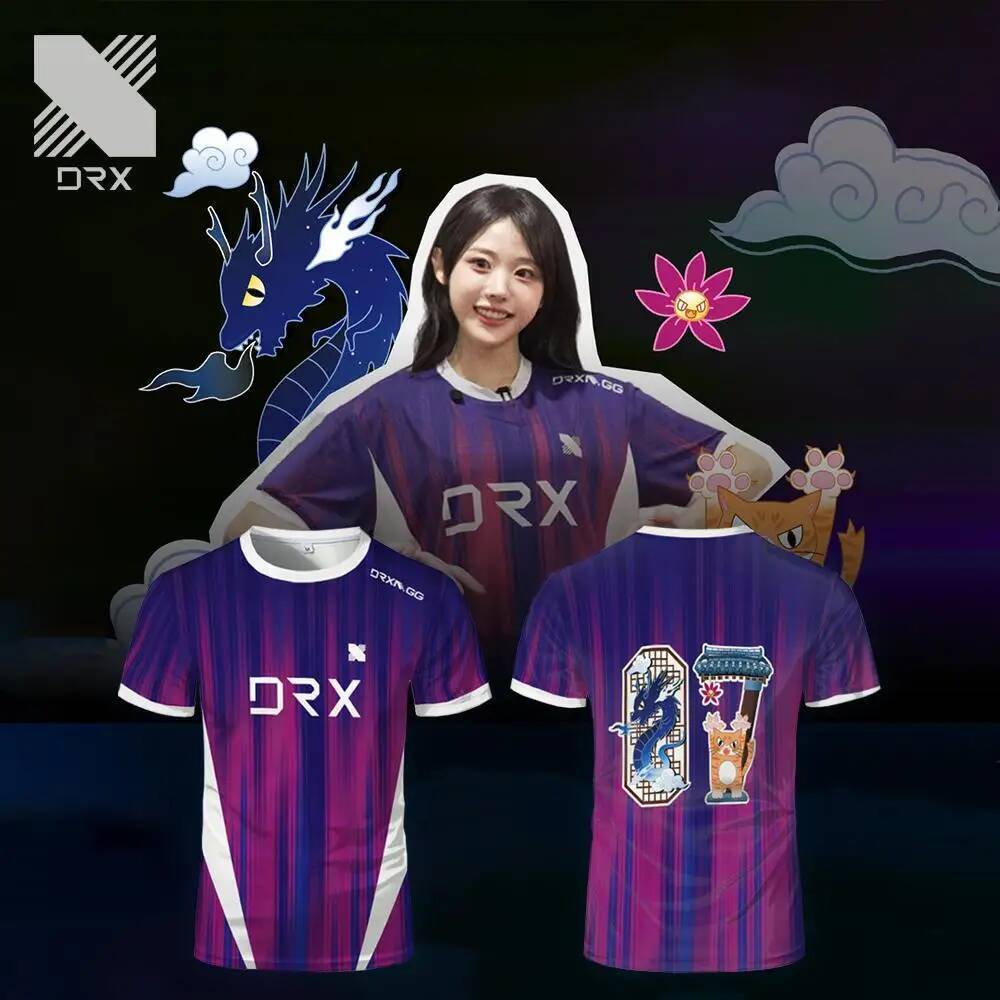 DRX Esports Special Edition Pink Jersey Mens & Women Breathable Sports Short-Sleeve T-Shirt ปรับแต่ง
