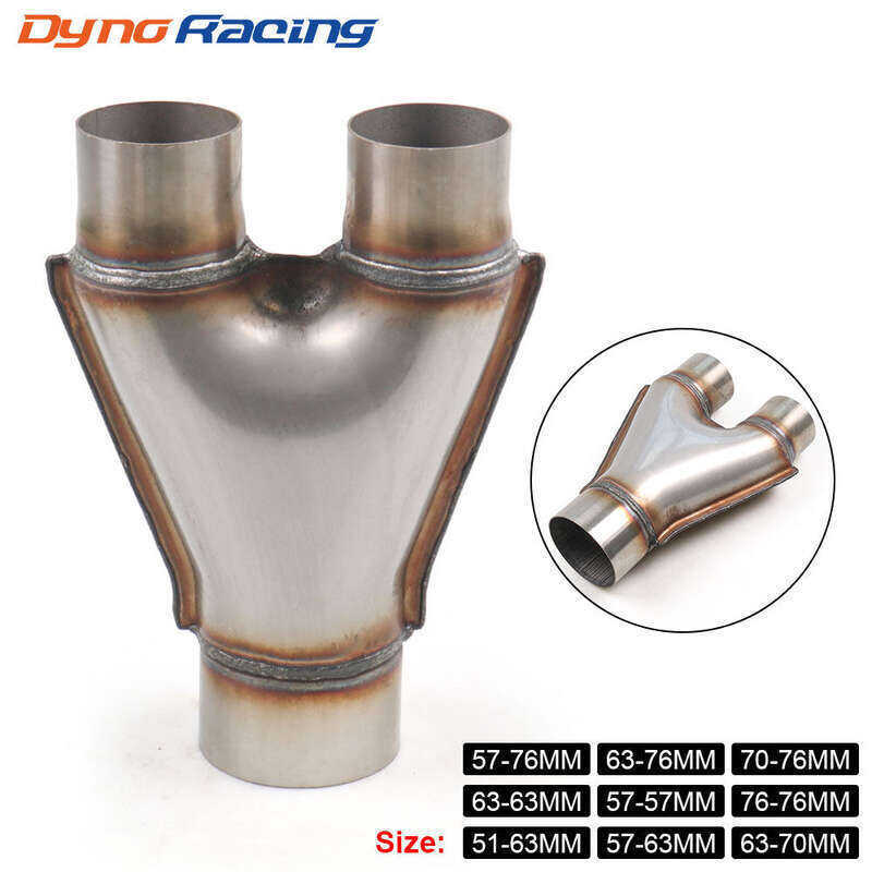Universal Custom รถ Y-Pipe สแตนเลสไอเสีย Y ประเภทท่ออะแดปเตอร์เชื่อมต่อหลอดกรวย 51 มม.57 มม.63 มม.70