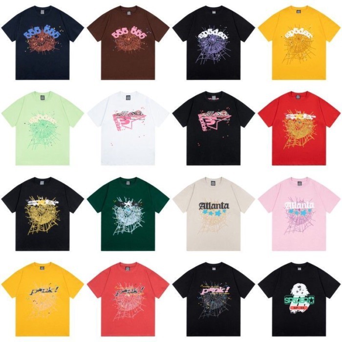 Sp5der เสื้อยืดลายแมงมุม สไตล์อเมริกันสำหรับผู้ชาย เหมาะสำหรับซัมเมอร์