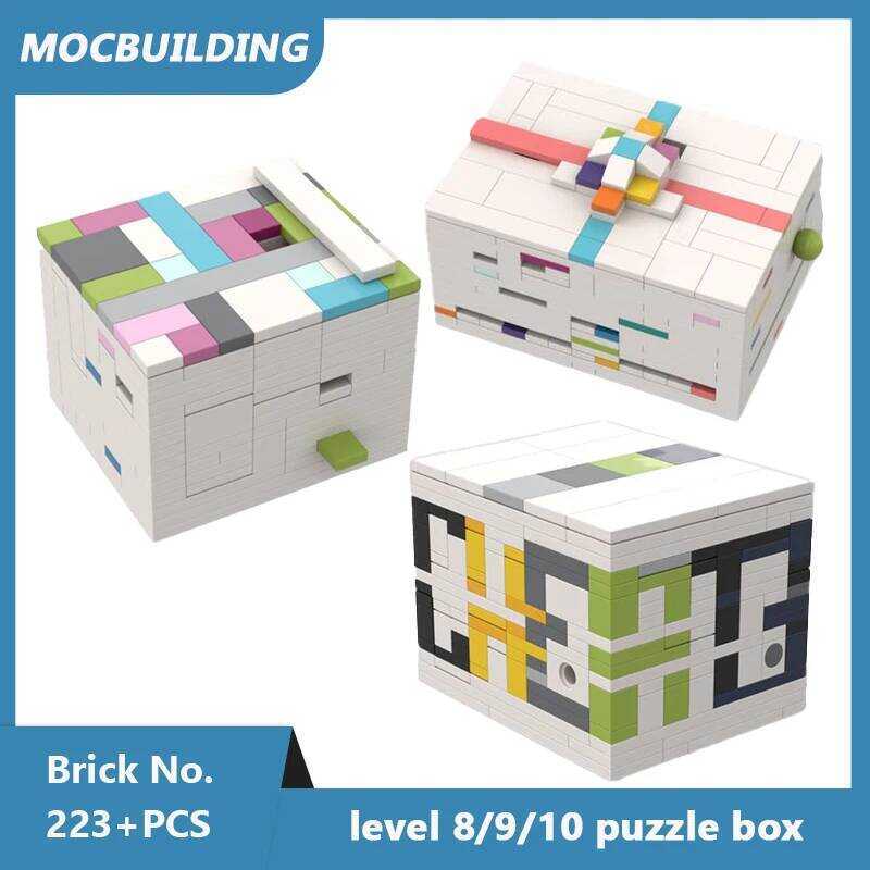 C MOC Building Bloc Giftcard Box & Stained Glass & C3 Level 8--10 Puzzle-Box DIY Assembled Bric Cre