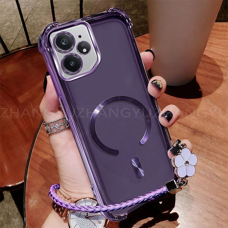 เคสสําหรับเคสโทรศัพท์Realme NEO7 ใหม่แม่เหล็กที่แข็งแกร่งชาร์จไร้สายC-แหวนสี่มุมกันกระแทกปลอกเชือกเส