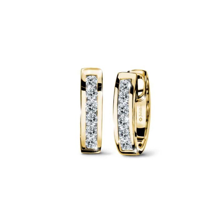 Jubilee Diamond ต่างหูเพชร Channel Diamond Hoop Earrings เพชรแท้