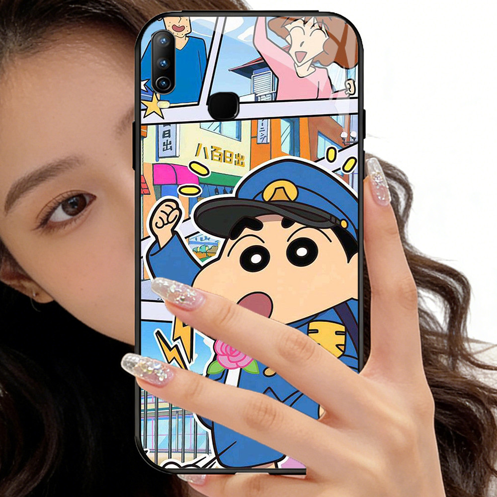 O-11 Crayon Shinchan กระจกนิรภัยเคสโทรศัพท์ VIVO Y89 Y91 Y11 Y17 X23 Y91C Y95 Y15 Y12 Y85 Y93 2019 Y