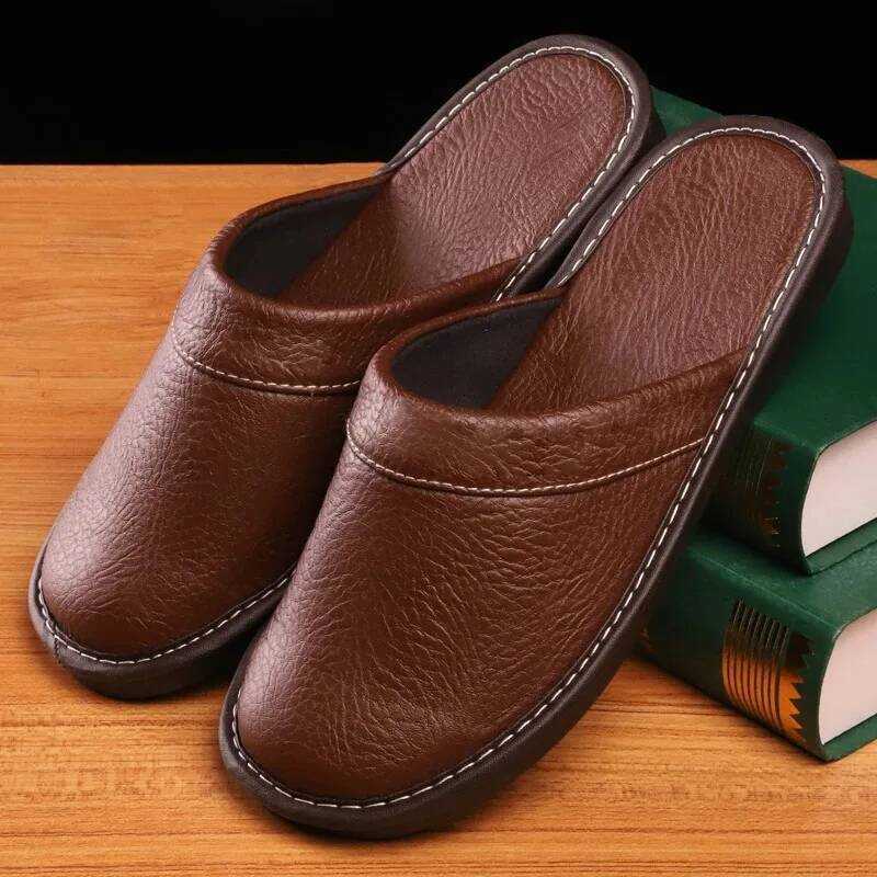 C Autumn Winter Indoor Shoes 47 48 Men's Blue Bedroom Slippers Man Concise Slides Furry Mules Faux