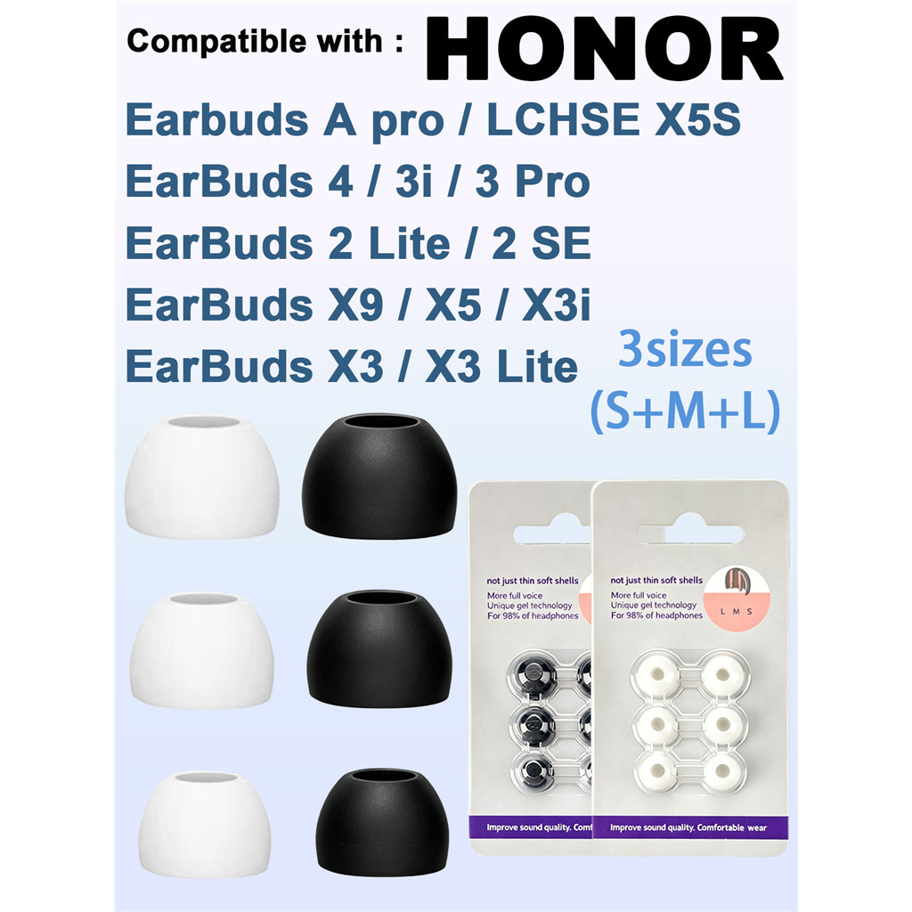 6pcs ซิลิโคนหูเคล็ดลับสําหรับ Honor EarBuds 4 3 3i 2 Lite X3 Lite 2 SE APro X9 X5 X3i LCHSE X5S เปลี