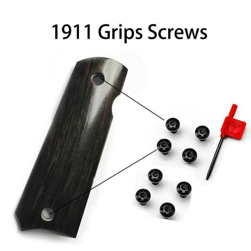 4 pieces New Customized 1911 Grips Screws Stainless Steel CNC T8 Plum Screw 1911 Roasting blue Grip