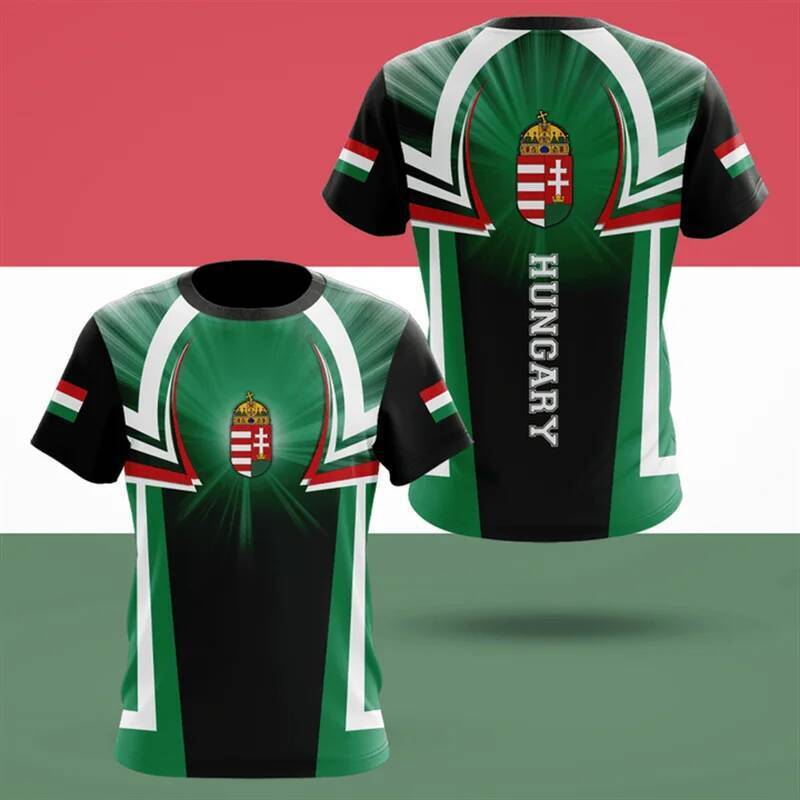 Hungary National Emblem Flag 3D Mens T เสื้อฤดูร้อนเย็นสบายๆ O-คอสั้นแขนสั้น Breathable กีฬา Gym Tee