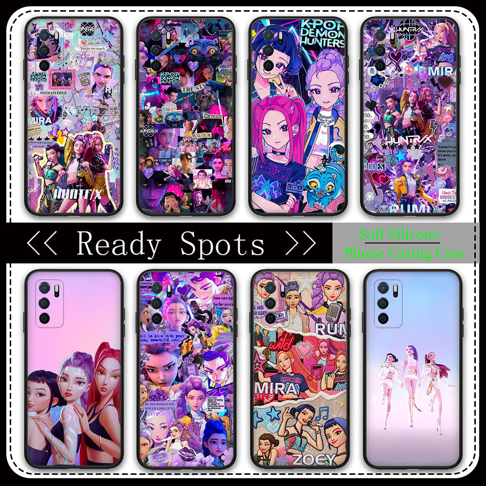 Realme 5 5i 5s 6i 5Pro 6 6S 6Pro Q XT X2 K5 3 3Pro TPU Coverสีดํานุ่มกรณีR222 K-Pop Demon Huntersโทร
