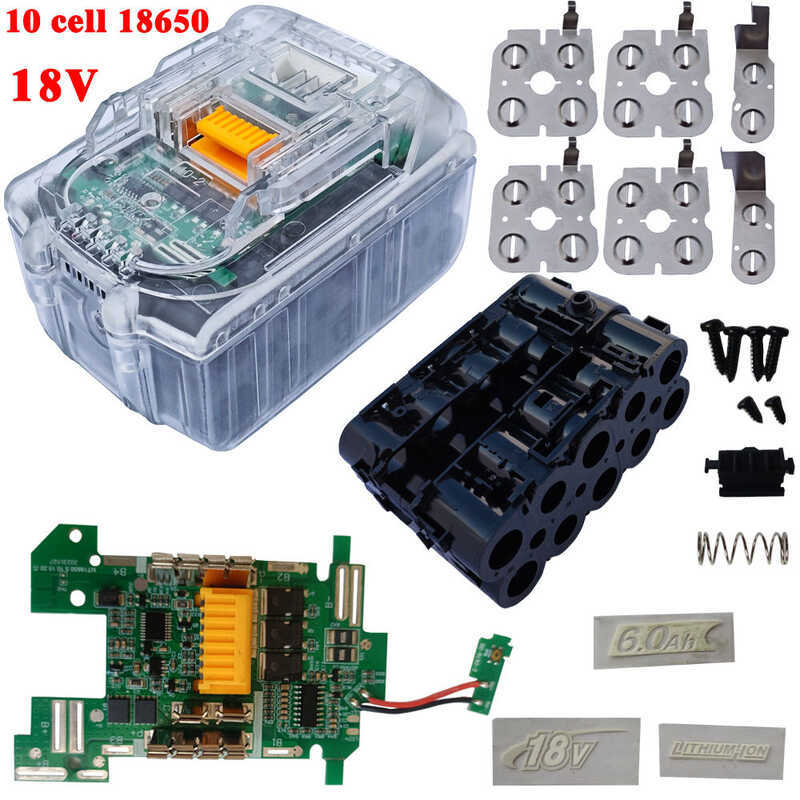 C เคสแบตเตอรี่แบบใสสำหรับ 18V 10 ชิ้น 18650 ชิ้นส่วนอุปกรณ์แบตเตอรี่รถยนต์ไฟฟ้า ช่องเก็บแบตเตอรี่แบ