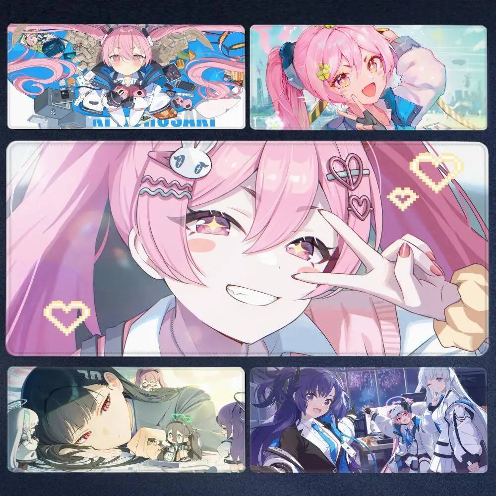 Cool เกมน่ารัก Kurosaki Koyuki Blue Archive แผ่นรองเมาส์ยางกันลื่นพร้อมล็อคขอบเกมเล่นเสื่อสําหรับโน้