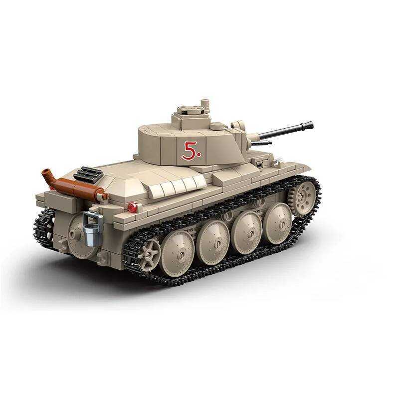 C World War Lt-38 Pz.38(T) Light Tank Vehicle Military Model Building Block Ww2 Germany Army Figure
