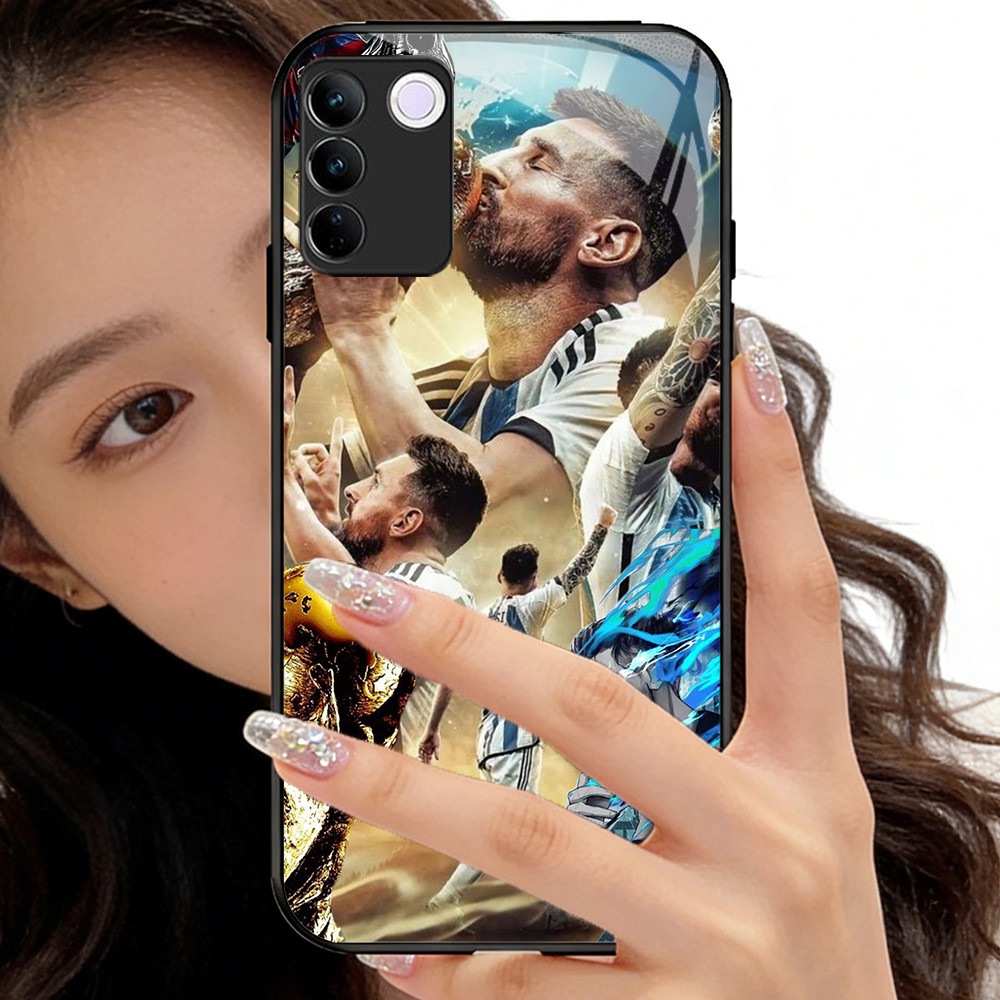 O-5 Barcelona Messi กระจกนิรภัยเคสโทรศัพท์ VIVO V30 V29 V29E Y100 T3 V23E Y200E Y200 V27 V23 V27E Pr