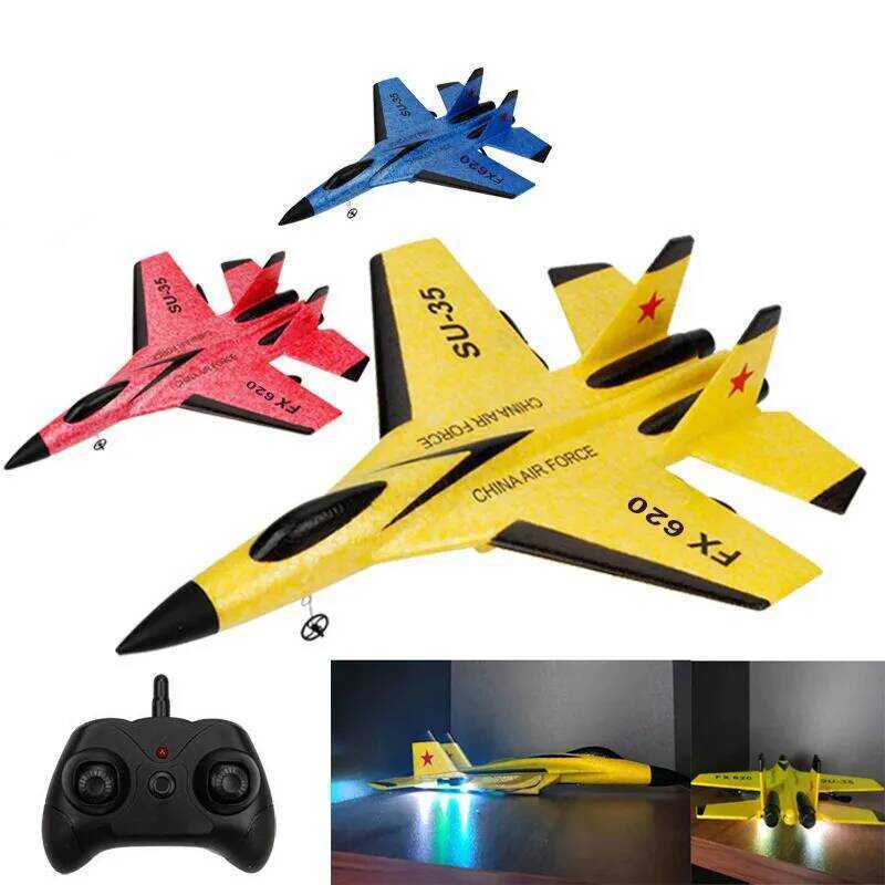 C RC Plane Su35 2.4G With LED Lights Aircraft Remote Control Flying Model Glider Airplane Su-35 EPP