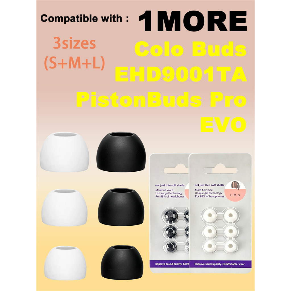 6 ชิ้นซิลิโคนหูเคล็ดลับใช้งานร่วมกับ 1MORE Colo Buds / EHD9001TA / PistonBuds Pro / EVO หูฟังชนิดใส่