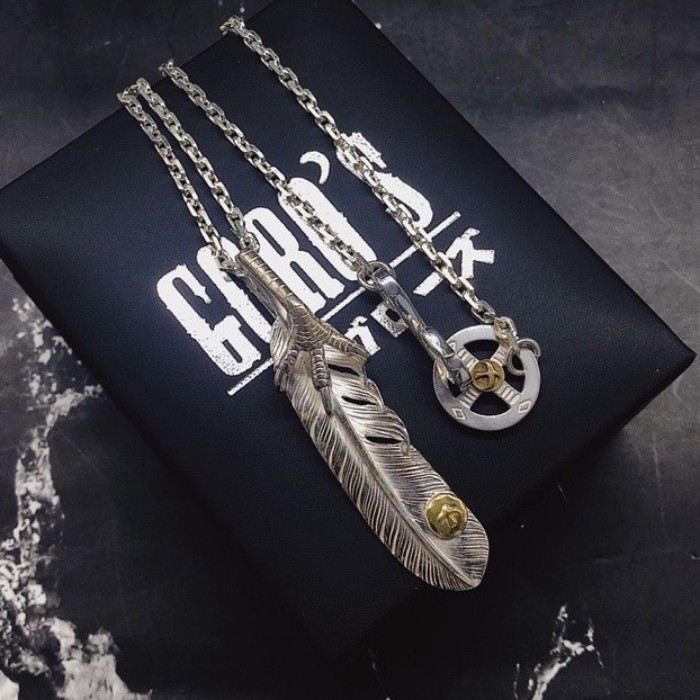GOROS s925 เงินสเตอร์ลิง Seiko อินเดียสร้อยคอทําด้วยมือ Eagle Claw Feather ชุดโซ่ Takahashi Goro