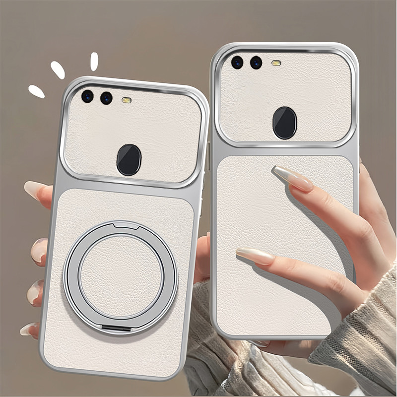 สําหรับ OPPO A5S A12 A7 F9 PRO เคสโทรศัพท์ใหม่ high-end รูปแบบหนังหมุนแม่เหล็กดูดไร้สายชาร์จแหวนกระจกหน้าต่างขนาดใหญ่กันกระแทก soft shell TPDSC03