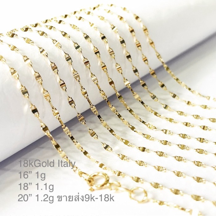 Princely สร้อยคอทองเคแท้18kลายจันกะพริบนำเข้าจากอิตาลีของแท้100%มีบัตรรับประกัน