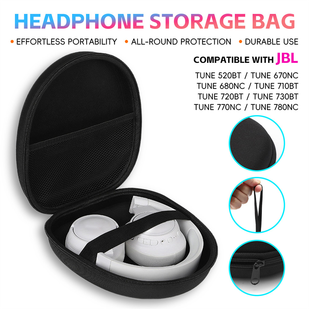 ใช้งานร่วมกับ JBL TUNE 520BT 670NC 680NC 710BT 720BT 730BT 770NC 780NC หูฟังสีดํากระเป๋าตาข่ายสําหรั