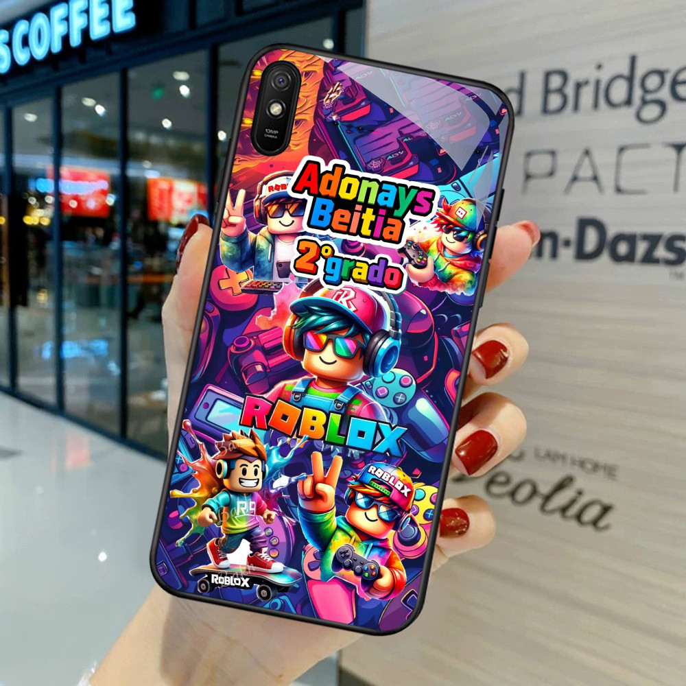 FB-42 Roblox หุ่นยนต์บล็อก HD แก้วกรณีปลอก Kaca สําหรับ Xiaomi Redmi หมายเหตุ 9A 12 13C A1 A2 8A 9i 